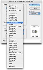 H. Reports and Printing Global subsummaries: Most reports can now be automatically summarised with subtotals by category, header accounts, departments etc 26 predefined summary and subtotal breakdown options, plus virtually unlimited user-defined summaries and subtotals in up to 5 dimensions to any number of code digits (Gold) Reports and Printing