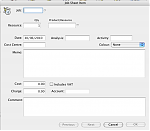 I. The new job sheet entry window. Jobsheet Entry